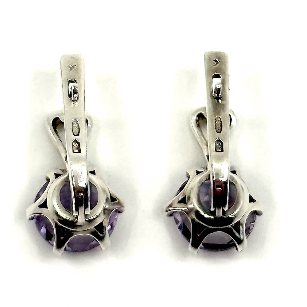 Sterling Silver 925 Amethyst Earrings – Elegant Purple Gemstone - Picture 2 of 3
